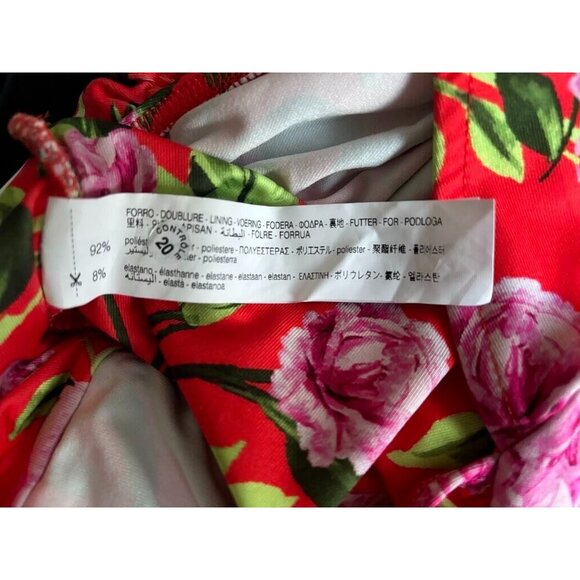 NWOT ZARA Bodysuit Size Small Orange Floral Draped Stretchy V-Neck Wide Straps - Picture 6 of 6